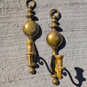 Vintage Syroco 1977 Gold Set of Wall Sconces Candle Holders 4189 - 15” MCM